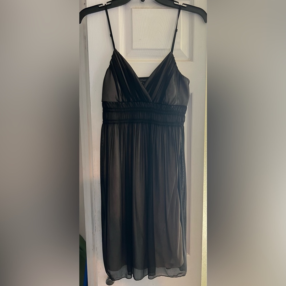 Black mesh slip dress